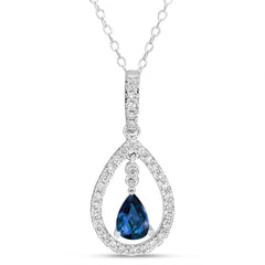 14 KT Rounds Shape White Gold Sapphire & Diamond Pendant