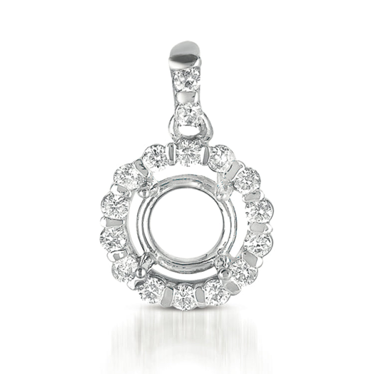 14 KT Rounds Shape Diamond Pendant For 3/4ct Round Stone
