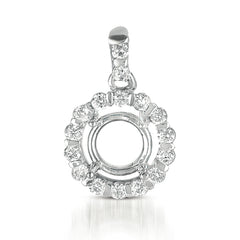 14 KT Rounds Shape Diamond Pendant For 3/4ct Round Stone