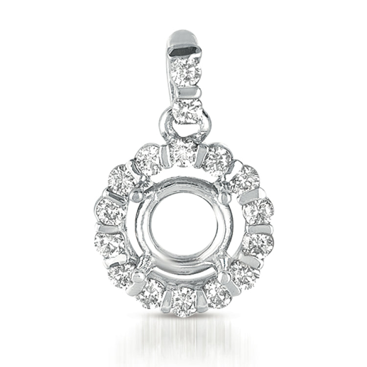 14 KT Rounds Shape Diamond Pendant For 1/2ct Round Stone