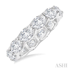 3 3/4 Ctw East-West Set Oval Cut Diamond Eternity Wedding Band in 14K White Gold