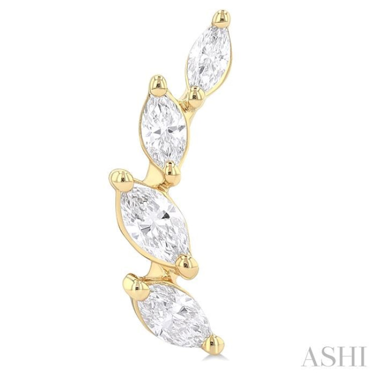 1/2 Ctw Marquise Cut Diamond Leaf Vine Fashion Stud Earrings in 14K Yellow Gold