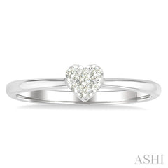 1/10 Ctw Lovebright Petite Heart Shape Round Cut Diamond Fashion Ring in 10K White Gold
