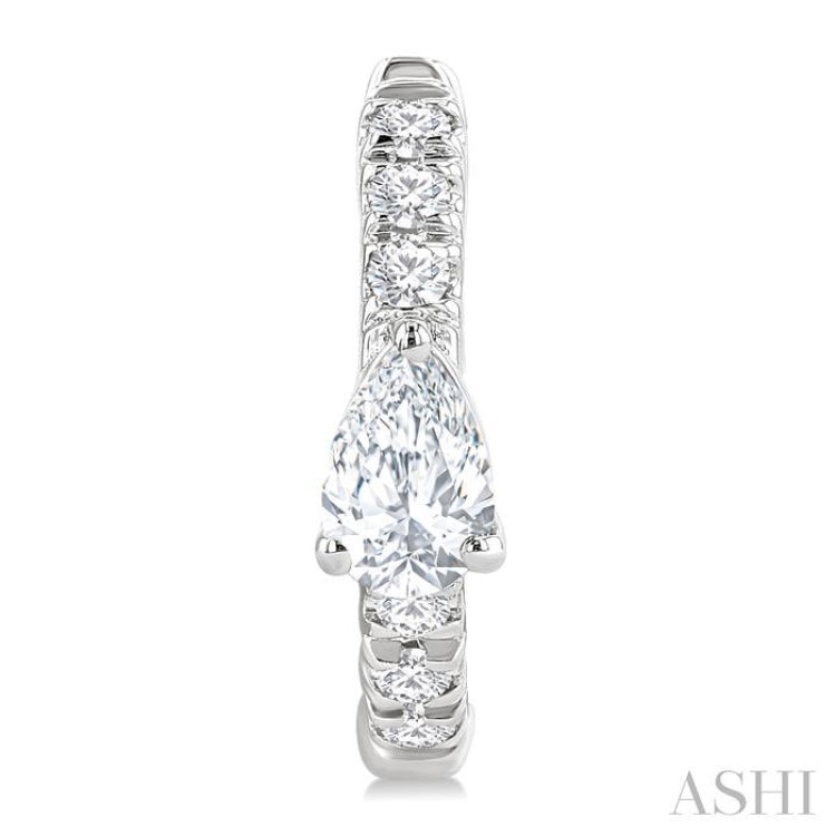 3/8 Ctw Pear Shape and Round Cut Diamond Fashion Huggie Petite Earrings in 14K White Gold