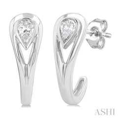 1/3 Ctw Pear Cut Diamond Half Hoop Fashion Earrings in 14K White Gold