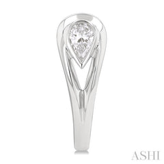 1/3 Ctw Pear Cut Diamond Half Hoop Fashion Earrings in 14K White Gold