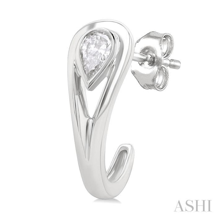 1/3 Ctw Pear Cut Diamond Half Hoop Fashion Earrings in 14K White Gold