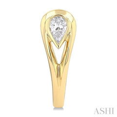 1/3 Ctw Pear Cut Diamond Half Hoop Fashion Earrings in 14K Yellow Gold