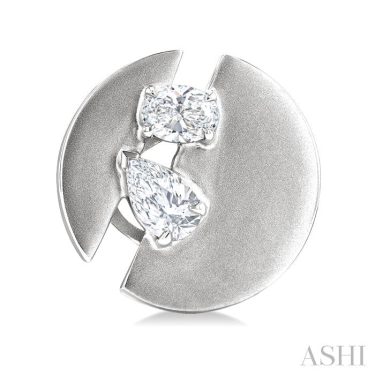 1/2 Ctw Split Circle Oval and Pear Cut Diamond Fashion Stud Earrings in 14K White Gold
