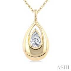 1/4 Ctw Teardrop Pear Cut Diamond Fashion Pendant With Chain in 14K Yellow Gold