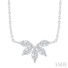 1/3 Ctw Semi-Circle Chevron Marquise Cut Diamond Fashion Necklace in 14K White Gold