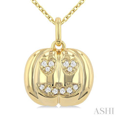 1/20 Ctw Petite Pumpkin Round Cut Diamond Fashion Pendant With Chain in 10K Yellow Gold