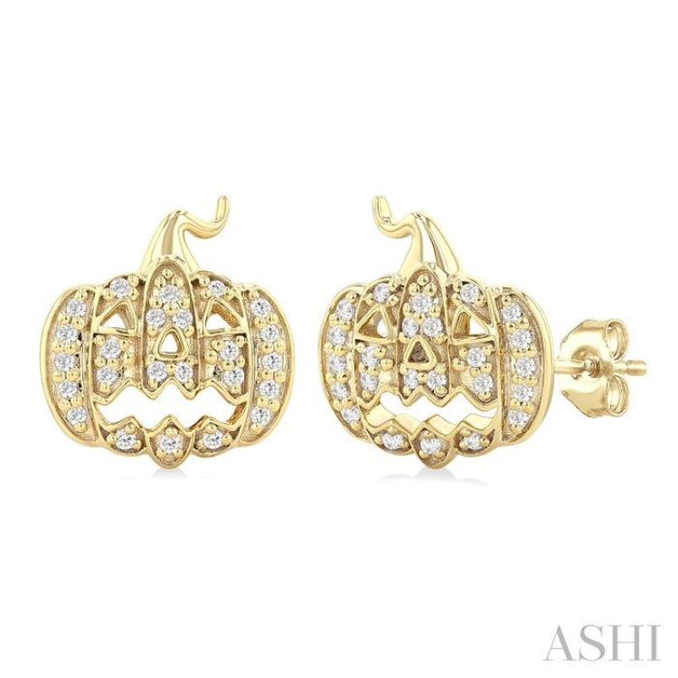 1/6 Ctw Petite Pumpkin Single Cut Diamond Fashion Earrings in 10K Yellow Gold
