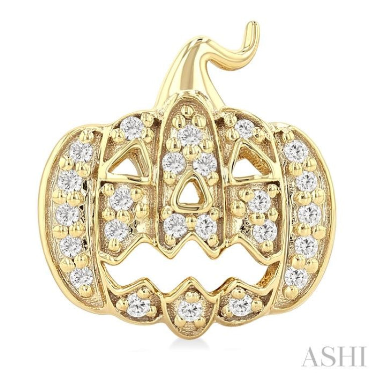 1/6 Ctw Petite Pumpkin Single Cut Diamond Fashion Earrings in 10K Yellow Gold
