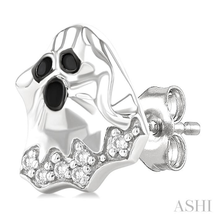 1/20 Ctw Petite Ghost Single Cut Diamond Fashion Earrings in 10K White Gold