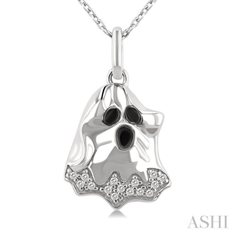1/20 Ctw Petite Ghost Round Cut Diamond Pendant With Chain in 10K White Gold