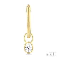 1/3 Ctw Bezel Set Oval Cut Diamond Huggie Earrings in 14K Yellow Gold