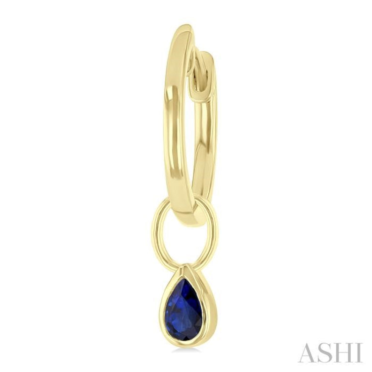 5x3 MM Bezel Set Pear Cut Sapphire Precious Fashion Huggie Earrings in 10K Yellow Gold