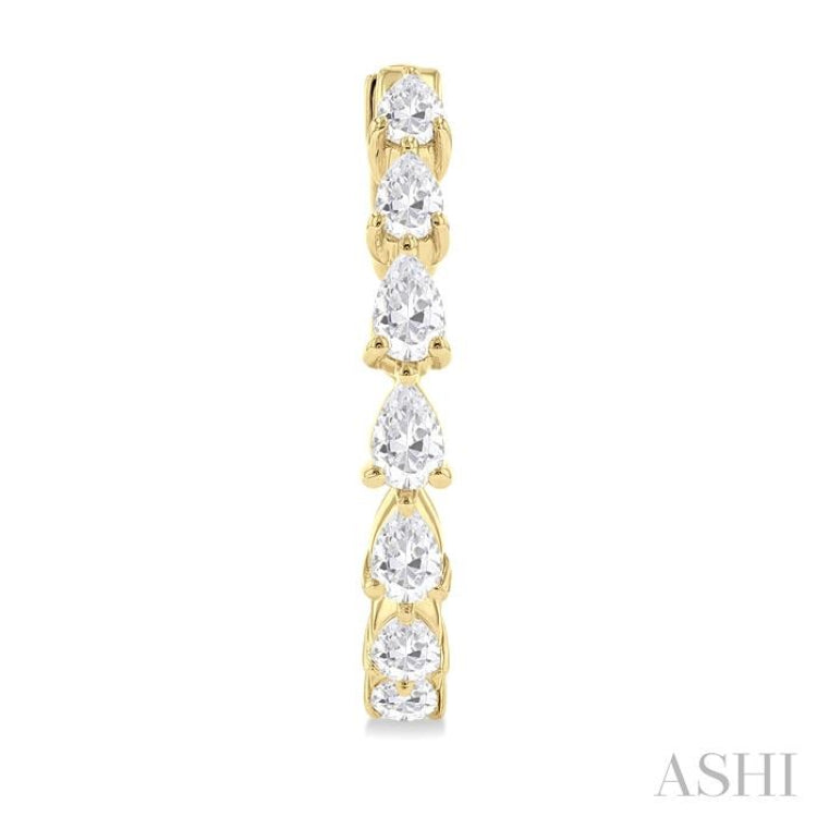 1 1/2 Ctw North-South Pear Shape Diamond Fashion Hoop Earring in 14K Yellow Gold