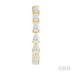 1 1/2 Ctw North-South Pear Shape Diamond Fashion Hoop Earring in 14K Yellow Gold
