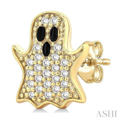 1/6 Ctw Petite Ghost Round Cut Diamond Fashion Earrings in 10K Yellow Gold