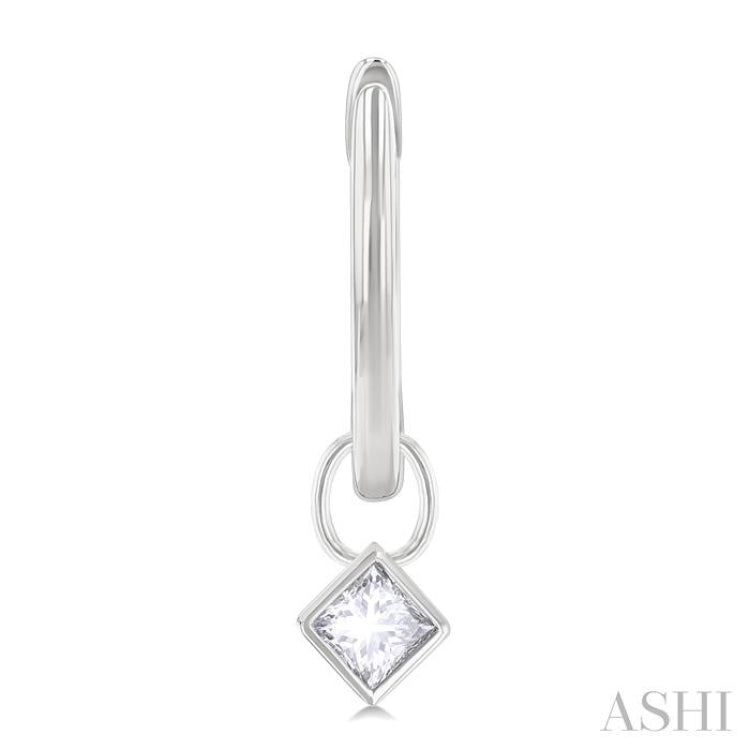 1/3 Ctw Bezel Set Princess Cut Diamond Huggie Earrings in 14K White Gold