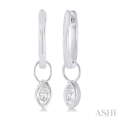 1/3 ctw Bezel Set Marquise Cut Diamond Huggie Earrings in 10K White Gold