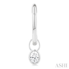 1/3 Ctw Bezel Set Oval Cut Diamond Huggie Earrings in 10K White Gold