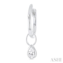 1/3 Ctw Bezel Set Pear Cut Diamond Huggie Earrings in 10K White Gold