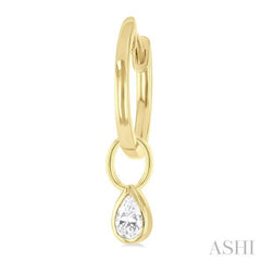 1/3 ctw Bezel Set Pear Cut Diamond Huggie Earrings in 10K Yellow Gold