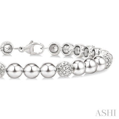 1/5 Ctw Bold Bead Design Round Cut Diamond Fashion Bracelet in Sterling Silver