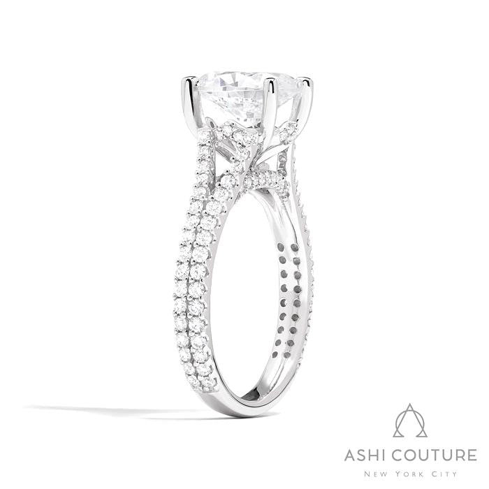 Bridal Split Shank Oval Semi-Mount Engagement Ring in White Gold
