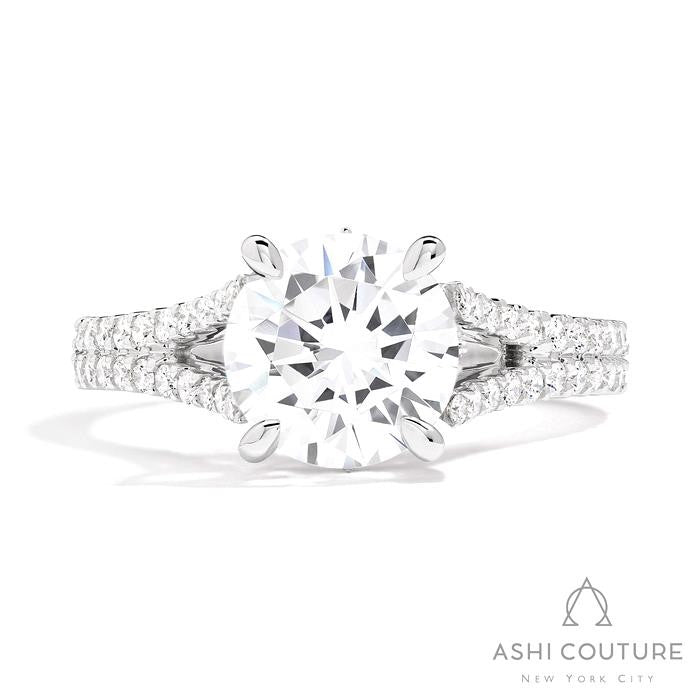Bridal Split Shank Round Semi-Mount Engagement Ring in White Gold