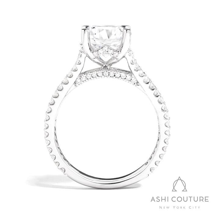 Bridal Split Shank Round Semi-Mount Engagement Ring in White Gold