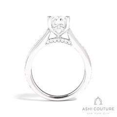 Bridal Channel/Prong Set Diamond Shank Oval Semi-Mount Engagement Ring in White Gold