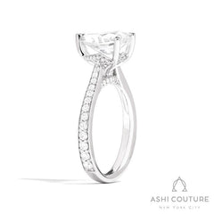 Bridal Channel/Prong Set Diamond Shank Pear Semi-Mount Engagement Ring in White Gold