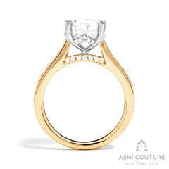 Bridal Channel/Prong Set Diamond Shank Round Semi-Mount Engagement Ring in Yellow and White Gold