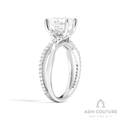 Bridal Alternate Diamond Oval Bypass Semi-Mount Engagement Ring in White Gold