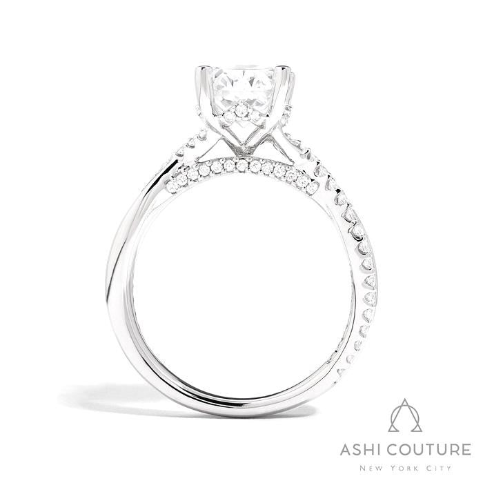 Bridal Alternate Diamond Oval Bypass Semi-Mount Engagement Ring in White Gold