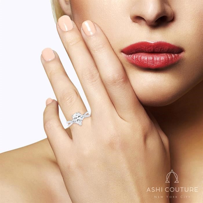 Bridal Alternate Diamond Pear Bypass Semi-Mount Engagement Ring in White Gold