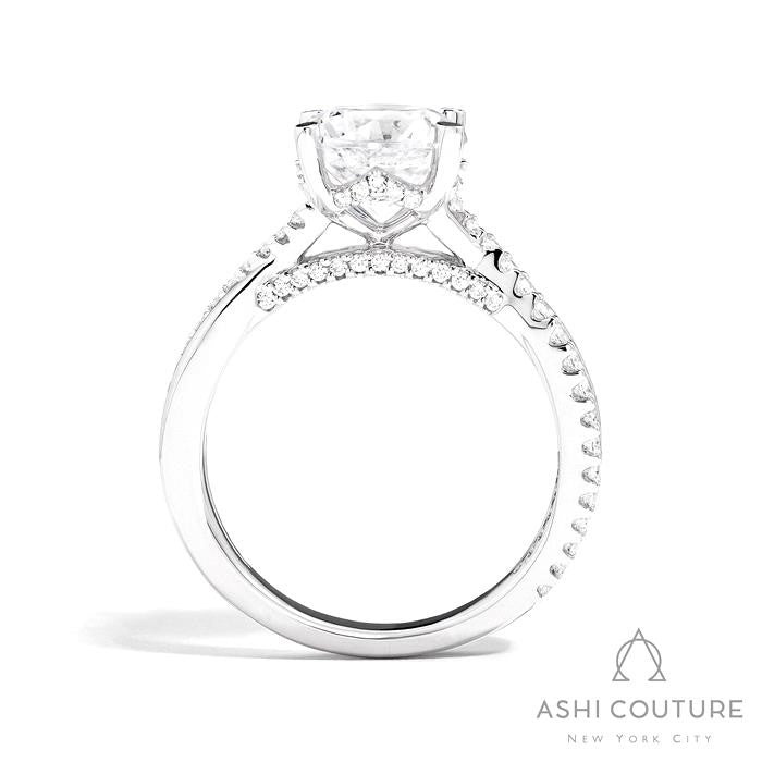 Bridal Alternate Diamond Round Bypass Semi-Mount Engagement Ring in White Gold
