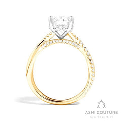 Bridal Alternate Diamond Oval Bypass Semi-Mount Engagement Ring in Yellow and White Gold