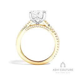 Bridal Alternate Diamond Round Bypass Semi-Mount Engagement Ring in Yellow and White Gold