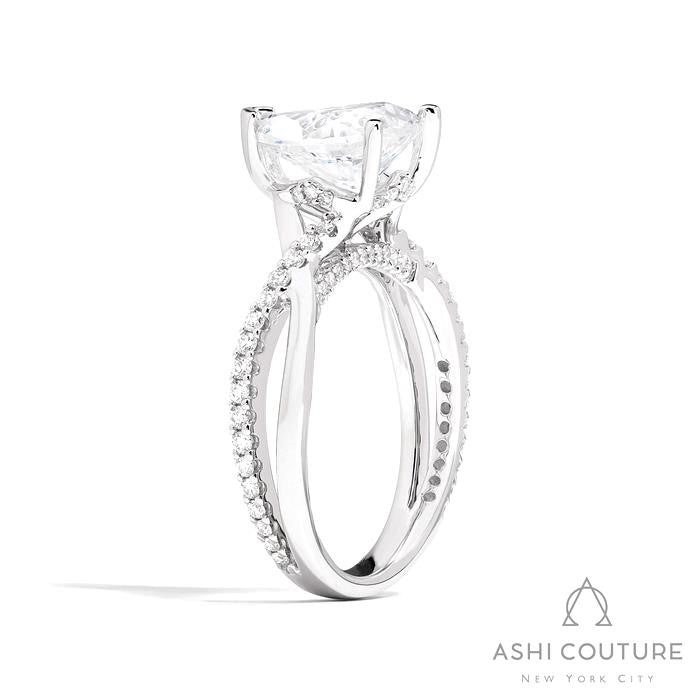 Bridal Alternate Diamond Pear Bypass Semi-Mount Engagement Ring in White Gold