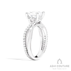 Bridal Alternate Diamond Round Bypass Semi-Mount Engagement Ring in White Gold