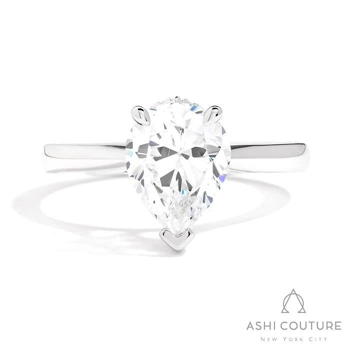 Bridal Solitaire Pear Semi-Mount Engagement Ring in White Gold