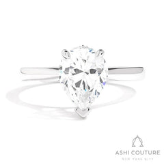 Bridal Solitaire Pear Semi-Mount Engagement Ring in White Gold