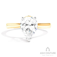 Bridal Solitaire Pear Semi-Mount Engagement Ring in Yellow and White Gold