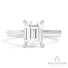 Bridal Solitaire Emerald Semi-Mount Engagement Ring in White Gold