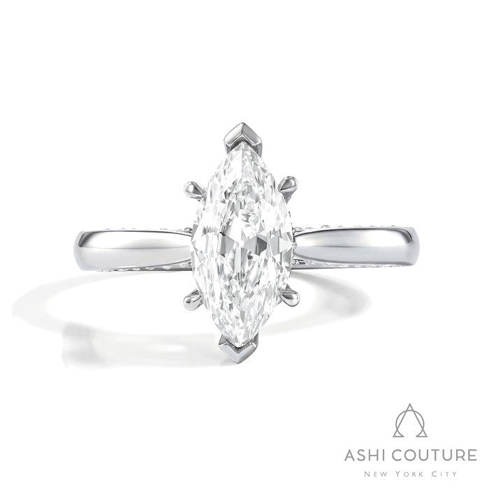 Bridal Solitaire Marquise Semi-Mount Engagement Ring in White Gold